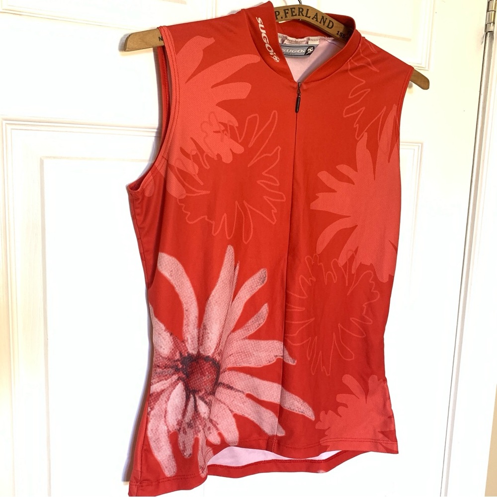 SUGOI Women's Red Floral Sleeveless Cycling Jersey